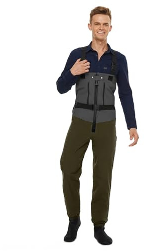 CGRSDSD Waders Fiske Flygfiske vadare herr kläder midja vadare byxor trelagers vattentätt tyg med neopren strumpor