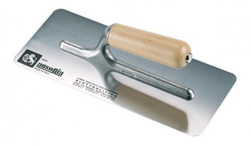 AUSONIA - 42124 LLANA CON HOJA DE ACERO INOXIDABLE DE 20X8 DE BORDES REDONDOS CON PALETA DE ALEACIÓN DE ALUMINIO Y MANGO DE MADERA. IDEAL PARA PULIR MARMORINO Y ESTUCADO VENECIANO