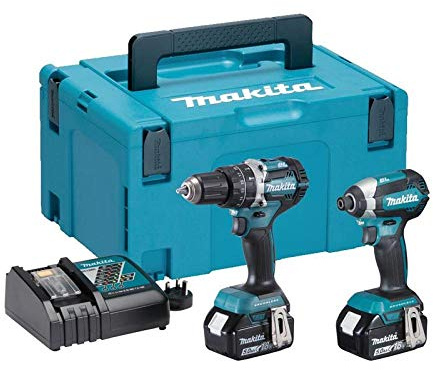 Makita DLX2180TJ 18 V Li-ion LXT Brushless 2 Piece Combo Kit comprising DHP484Z and DTD153Z Complete with 2 x 5.0 Ah Li-ion Batteries and Charger Supplied in a Makpac Case