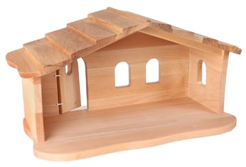 Holzspielzeug Peitz Weihnachtskrippe aus Holz | Krippenstall mit Stall und Hauptraum | Vielseitig als Bauernhof nutzbar