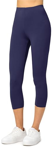 Merry Style Leggins Corti Donna 3/4 Pantaloni Capri Leggins Donna in Viscosa Traspirante, Pantaloncini Fitness Corti per Sportivi o Casual MS10-144 (Blu Marino, S)