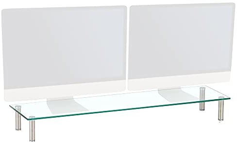 Charles Jacobs Dual/Twin Monitor Riser Stand - 100cm Wide - Clear 12cm Tall