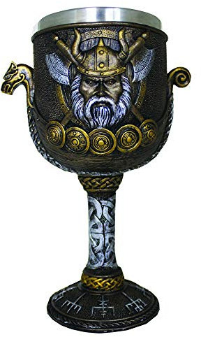 Nemesis Now Valhalla Goblet 17cm, Resin w/stainless steel insert, Brown