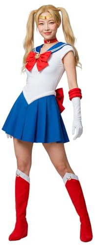 Funidelia Costume Ufficiale di Luna - Sailor Moon per donna, Include abito, collana, tiara, guanti e copristivali, Anime, Cosplay - Tenuta per adulti per Carnevale e Halloween - Taglia L