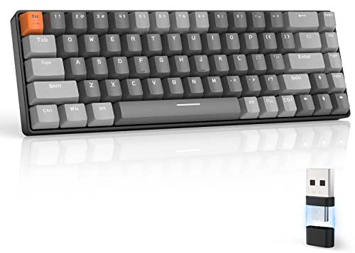 MAGIC-REFINER RK68 Tastiera Gaming Meccanica, 60% Tastiera Wireless 2.4Ghz/Bluetooth 5.0, Apex Pro Mini Hot-Swappable 68 Tasti Interruttore Rosso Lineare con Ricevitore 2 in 1 per PC/MAC, QWERTY US