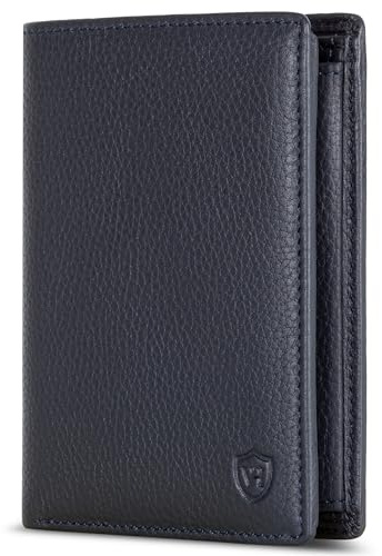 VON HEESEN Leder Geldbörse RFID Schutz I Echtleder Geldbeutel für Damen & Herren I Portemonnaie Brieftasche Wallet Portmonee (Blau)