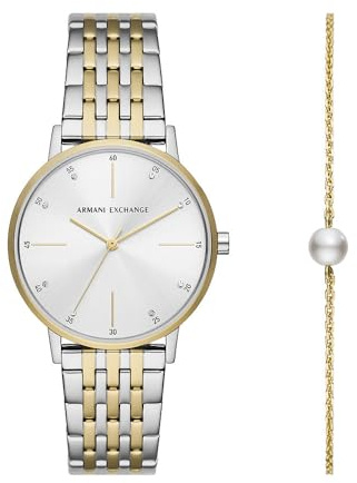 Armani Exchange Watch for Women, Quarz-Dreizeigerwerk und 36mm Gehäusegröße mit Edelstahlarmband