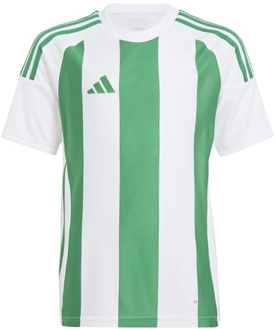 adidas unisex - barn Striped 24 Jersey Kids Shirt, white/team green, 9-10 Years
