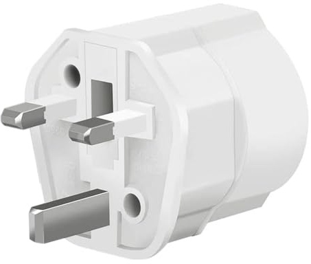 Adaptador Enchufe Tipo G (Inglés) a Europeo (EU), 3.250W, Blanco
