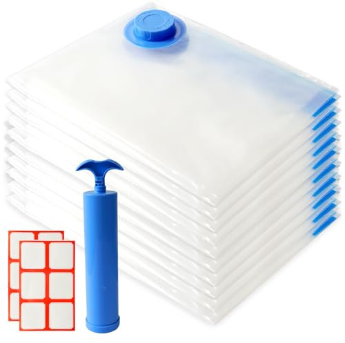 BORISCA 5 Piezas Bolsas Vacio Ropa Viaje 60 x 40cm Bolsas Almacenaje Ropas Vacie, Bolsas de Vacio para Ropa con Bomba y 2 Pegatinas, Bolsas Envasar Al Vacia Rope para Mantas Almohadas Edredones (B)