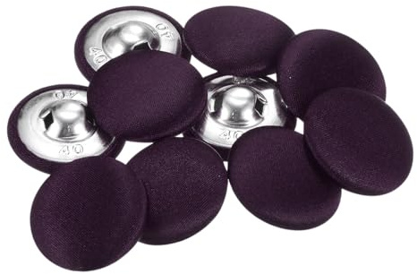 HARFINGTON 10pcs 40L Fabric Cloth Covered Button 25mm Round Metal Shank Sewing Buttons for Suits Dress Blouses Sweaters, Dark Purple