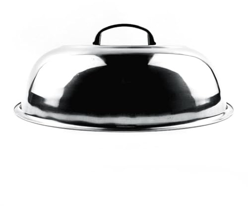 Tomotato Coperchio per Pentola in Acciaio Inossidabile, Coperchio per Piastra Cottura a Vapore Multifunzionale con Cupola Rotonda 34 cm per Griglia, Formaggio Fuso, Teppanyaki