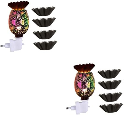 Zerodeko 2 Piezas Lámpara De Cera De Fusión De Aromaterapia Lámpara De Aroma Doméstico Lámpara De Aceite Esencial Luz Aromática 3D Lámpara De Cera Sin Luz Decorativa Colorful Vidrio