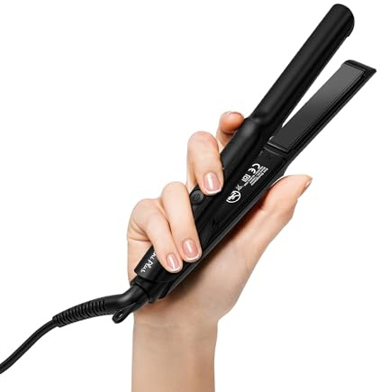 Farery Mini Hair Straightener for Short Hair, Tourmaline Ceramic Compact Small Straighteners, Travel Mini Straighteners with Pouch, Auto Shut Off, Dual Voltage with Adjustable Temp