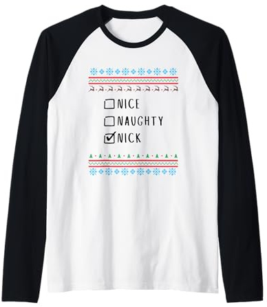 Simpatico Birichino Natale Nick Maglione Brutto Maglia con Maniche Raglan