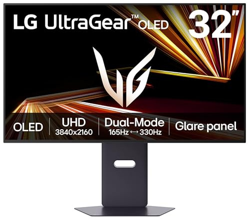 LG UltraGear OLED GX8 Gaming Monitor 32GX850A-B, 4K UHD, 32 inch Glare panel, Dual mode 165Hz - 330Hz, 0.03ms, HDR 400 True Black, NVIDIA G-Sync compatible & AMD FreeSyncPro, DP, HDMI 2.1,Black