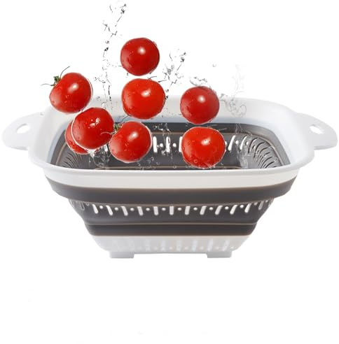 Setaccio pieghevole – TPE, colino, design poco ingombrante | colini alimentari con strumenti versatili, cestini di scarico per la pasta, colini per frutta e verdura, cesti di scarico, verde
