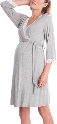 XAGMODSHN Bata de maternidad de algodón transpirable, ropa de embarazo, camisón de lactancia, ropa de dormir para mujeres embarazadas, ropa de dormir de algodón, bata de maternidad, camisón de