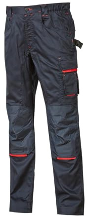 U-Power NIMBLE, pantaloni da lavoro da uomo, pantaloni cargo con elastico in vita, con tasche per ginocchiere, multitasche, tessuto confortevole, usura esterna resistente e durevole (Deep Blue-64)