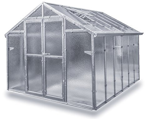 Gewächshaus Junior aus verzinkten Stahlblechprofilen und Echt-Glas, Breite 2,49 m x Länge 4,06 m = 10 m²