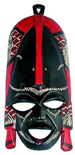 Afrikanische Maske, traditionelle Maasai-Maske, Kenia, Holzmaske, zum Aufhängen, Fair Trade (34 cm lange Maske)