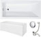 VBChome Vasca da bagno in acrilico, 130 x 70 cm, set di grembiule, sifone in acrilico, rettangolare, colore bianco, design moderno, piedini per vasca da bagno, scarico cromato