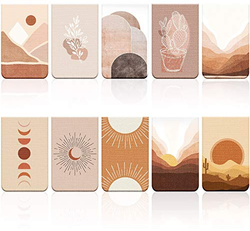 Zonon 10 Pieces Boho Sun Magnetic Bookmarks Magnetic Book Marks for Reading Book Markers Magnet Page Markers Assorted Inspirational Magnet Bookmark with Landscape (Sunset Style)