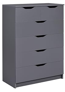 Inter Link - Kommode mit Schubladen - Sideboard - Schubladenschrank - Für Schlafzimmer, Wohnzimmer, Badezimmer - Grau - Bietet viel Stauraum - Holzwerkstoff - Robust - Pflegeleicht - Silenzia 2S4S
