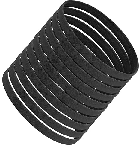 Sibba Headbands Hair Bands 10 Pcs Thin Cloth Stretchy Running Soccer Yoga Sport Elastic Sweatband 90s Workout Fabric Tie Exercise Skinny Non Slip Colorful Fit Headpiece Women Girls Kids (black)