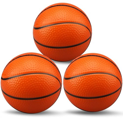 13CM Mini Foam Basketball for Mini Basketball Hoop, 5 Inch Squishy Squeeze Stress Ball for Pool Office, Soft Beach Balls for Kids Toddler Indoor Outdoor Sport Ball Pit Game Gift Set 3 PCS (Orange)