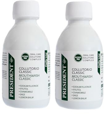 President KIT 2 COLLUTORIO CLASSIC Collutorio per uso quotidiano. Anti placca e anti carie. Azione rinfrescante antialitosi. 2X200ml