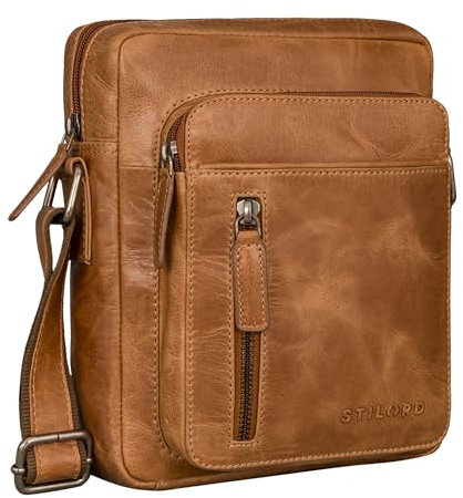 STILORD 'Dain' Umhängetasche Herren klein Leder Schultertasche Herrentasche zum Umhängen Herrenhandtasche Echt-Leder Crossbody Bag Ledertasche Vintage klein Echtleder, Farbe:perugia-braun