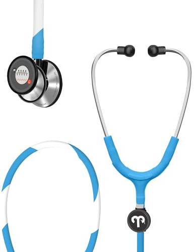 FriCARE Tunable Stethoscope - Dual Head Estetoscopio for Nurses, Doctors, Paramedics, Students, Duo Frosted Blueberry Tube, Classic Steel Finish Chestpiece
