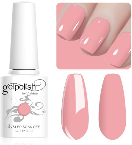 Vishine 8ml Pastel Gel Nail Polish Macaroon Rose Gel Polish Soft Bright Colors Long-Lasting Soak Off Nail Art Manicure Salon at Home, L194