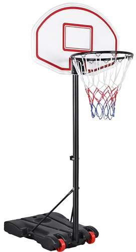 Yaheetech Freestanding Basketball Hoop Outdoor Indoor 1.59M-2.14M Height Adjustable Basketball Net Basketball Backboard System Set for Kids