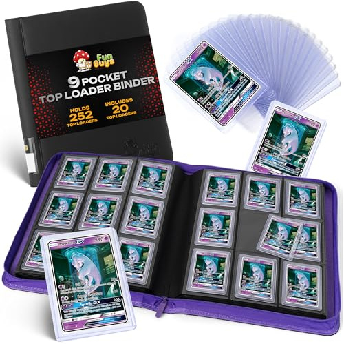 FunGuys Toploader Binder, Trading Card Binder Storage, 252 9 Pocket Top Loader Binder, Collection Album for Yugioh, MTG, TCG, Card Folders for Trading Cards