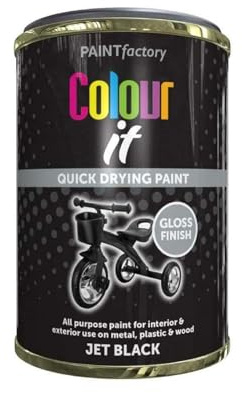 DIOXSTAR Jet Black Tin Paint, Gloss Finish, Long-Lasting Protection, All Purpose Paint for Interior & Exterior Application, Wood, Metal, Plastic, Fast Drying, 300ml (1 PCS)