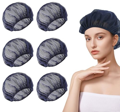 Asheyya 6 Pcs Hair Nets for Sleeping In for Curly Hair, Reusable Sleeping Hairnets Suitable for Improving Sleep Comfort (Navy)