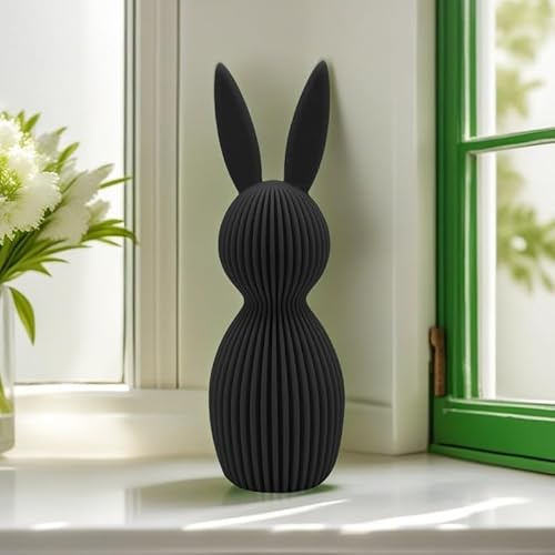 Kashyke Moderne Osterhase Deko 3D Druck Deko Hase, Osterdeko I Hasen Modern I Tolle Osterfiguren, Hasenfiguren, Dekofigur, Osterdeko Tisch, Dekoration für Ostern (Schwarz)