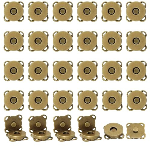 Boton Magnetico, 14 Piezas Botones Imantados, 14 mm Botones De Imán Para Ropa Adecuado Para Coser, Manualidades, Equipaje, Ropa, Cuero,Sujetadores De Botones, Ropa De Costura De Artesanías (Bronce)