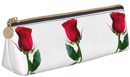 KAPPTYY Red Rose Psd School Wide Opening Pencil Pen Case,Lightweight Spacious Pencils Pouch Zipper Stationery Bag