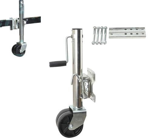 QWEXOB The Drive | Anhänger Stützrad 680KG | vollautomatik | Einbauhöhe: 630mm - 884mm mit Anbauflansch | Schwerlast mit erhöhter Tragfähigkeit | perfekt für Anhänger, Wohnwagen, Trailer