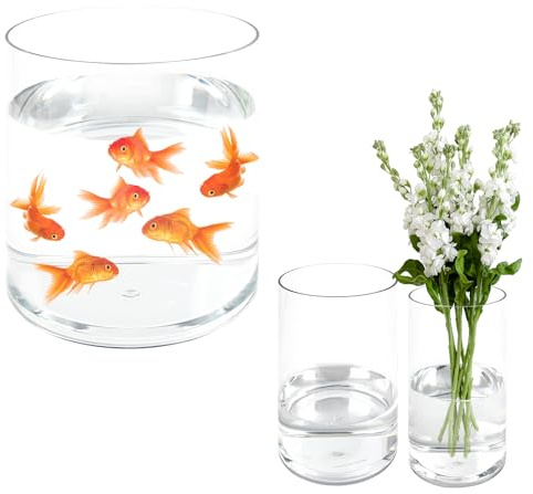 Olrla 3 teiliges Acrylvasen 20cm breite Zylinder, klar und bruchfest, für Hochzeitstischdekorationen, Florale Haus-, Büro- und Tischdekorationen