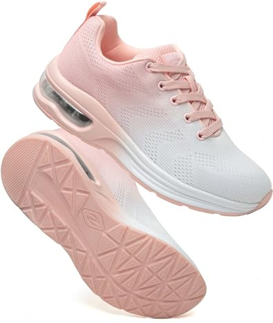 Baskets Femme Chaussures De Course avec Coussin D’Air Amortissantes Sport Sneakers Légères Respirantes Antidérapantes pour Running Marche Fitness Et Quotidien