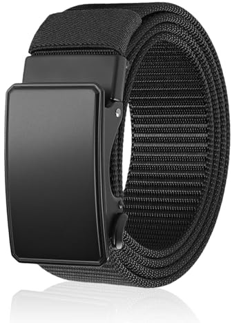 Aucuu Cintura di Nylon,165CM Cintura Unisex, Regolabile Cinture Uomo Senza Buchi, Cinture in Tessuto con Fibbia in Metallo Regolabile, per Sport Trekking Caccia Lavoro