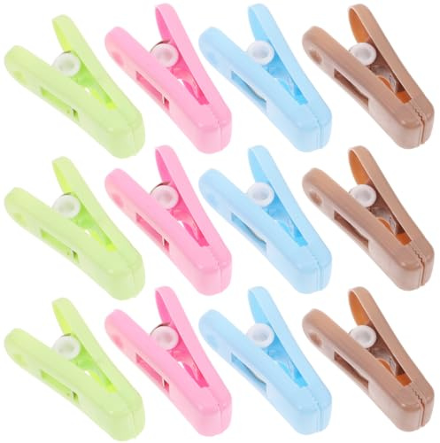 Cabilock 12 Piezas Pinzas de Plástico para Ropa Resistentes al Viento de Unidades Colores Sólidos Clips Multiusos Antideslizantes para Calcetines Toallas Ropa Interior y Color Aleatorio