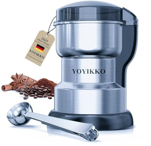 Kaffeemühlen Elektrisch 300W, Macinacaffè, Kaffeemühlen für Espresso/Gocciolamento/Versand. Macinacaffè Für Kaffee, Gewürze und andere Lebensmittel (Silber-60)