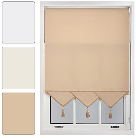 FURNISHED Roller Blinds with Triangle Edge and Metal Fittings, Made to Measure - Cappuccino, 60W x 165H cm