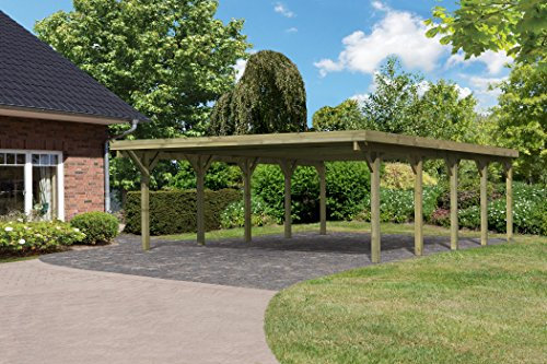 Karibu Carport Classic Doppel 3 ohne Einfahrtsbogen - Wasserresistenter PVC-Dach - Temporärer Sonnenschutz und Insektenschutz bei Veranstaltungen, Picknicks oder Camping