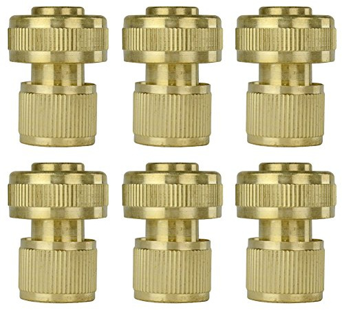 6Pcs Brass Garden Lawn 3/4 Water Hose Pipe Fitting Quick Connector